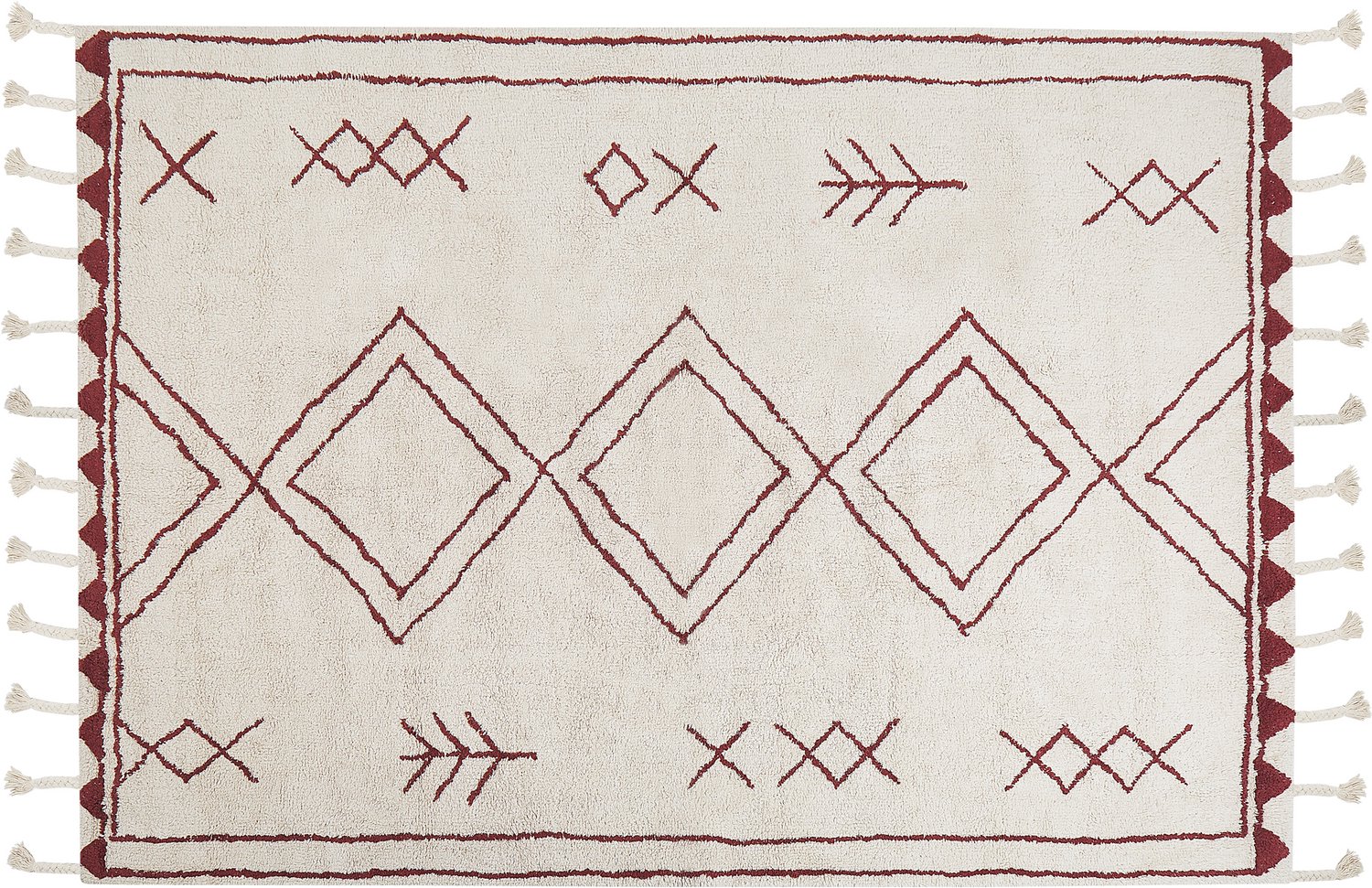 Beliani KENITRA - Laagpolig vloerkleed - Gebroken wit - 160 x 230 cm - Katoen