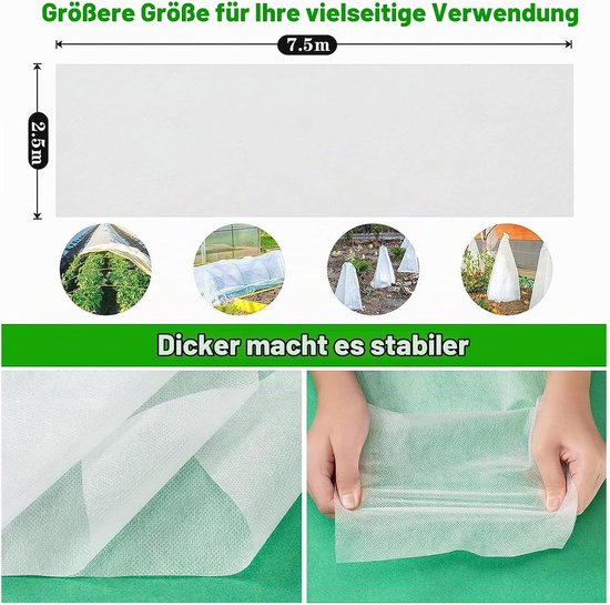 Plantendek voor vorstbescherming, herbruikbaar, 40 g/m², 2.5 x 7.5 m — afbeelding 4