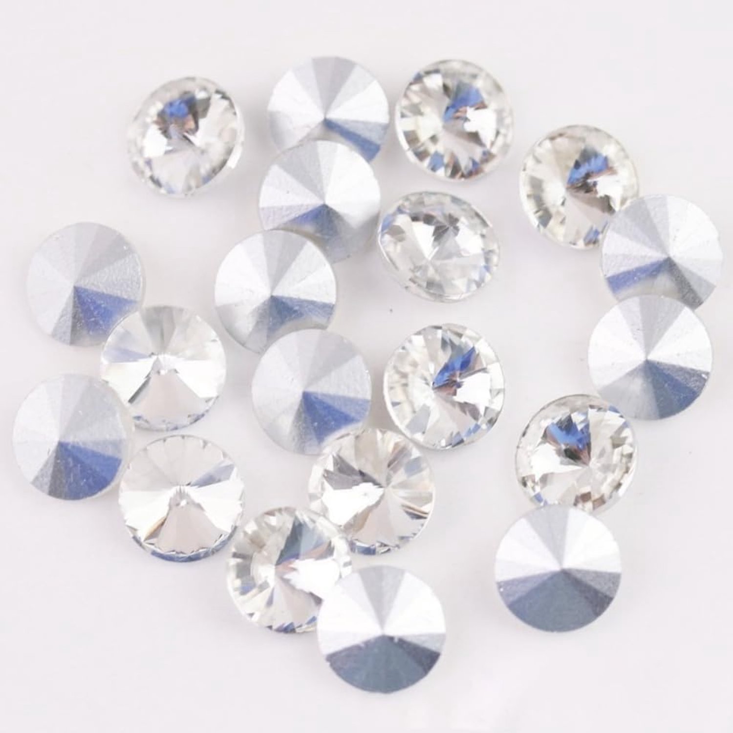 60 Stuks glittersteentjes, 10mm glas kristallen, wit