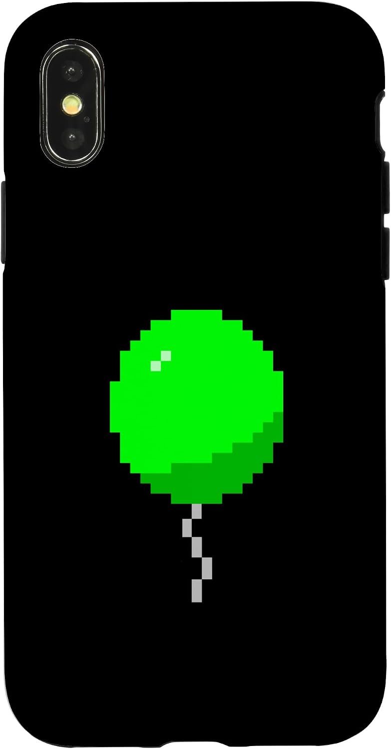 Huls voor iPhone X/XS met groen zwevend ballon pixel design