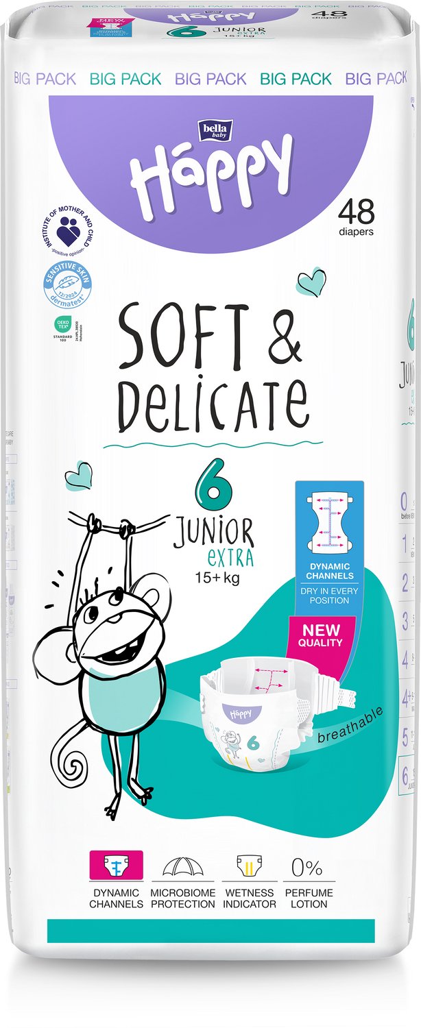 BELLA BABY HAPPY JUNIOR EXTRA MAAT 6 - MAANDBOX (4 PAKKEN - 192 LUIERS)