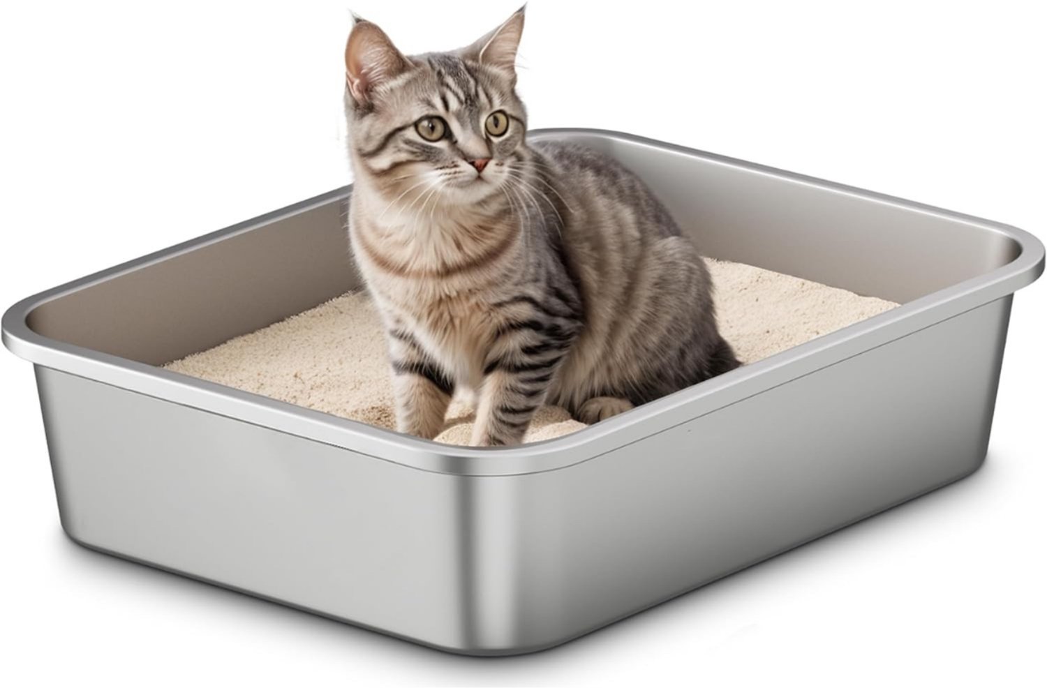 Levo® Open Kattenbak - Kattenbak Met Rand - Kattentoilet Met Schepje - Grijs - 40cm x 30cm x 10cm