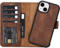 Lykke iPhone 15 Hoesje - Echt Leren Wallet Case - MagSafe Compatibel - RFID Bescherming - Pasjeshouder - Uitneembare Backcover- Bruin