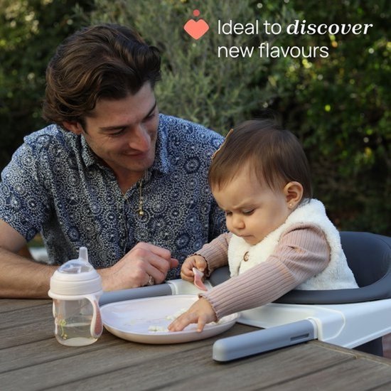 Dinerborden met vakken - Kinderbord voor baby - Zelfstandig eten - 3 aparte vakken - 24 x 21 cm - Grijs — afbeelding 2