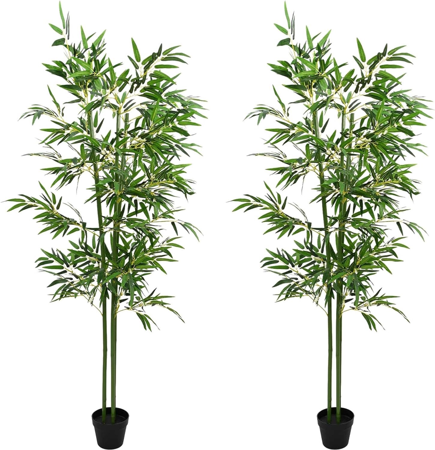 Set van 2 kunstmatige bamboebomen, 60 x 18 x 190 cm, levensechte kunstplant voor woonkamer, kantoor, decoratie, groen