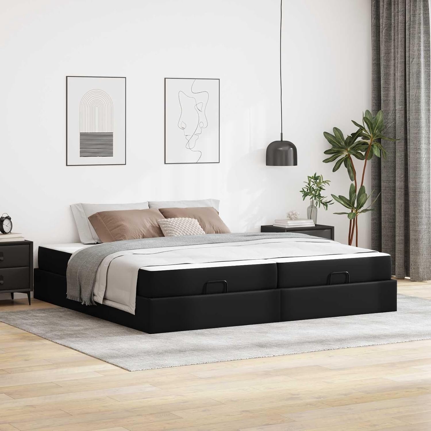 Zwart PVC bedframe met lattenbodem modern minimalistisch 200x200 cm