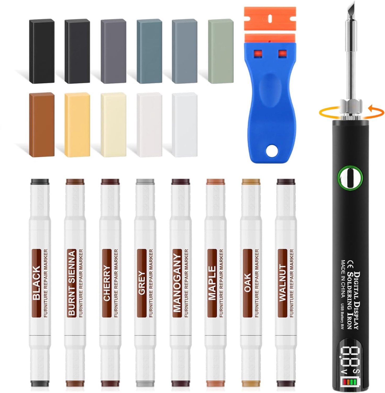Laminaat Reparatieset - Laminaatvuller - Vuller - Stiften Set - Grijs