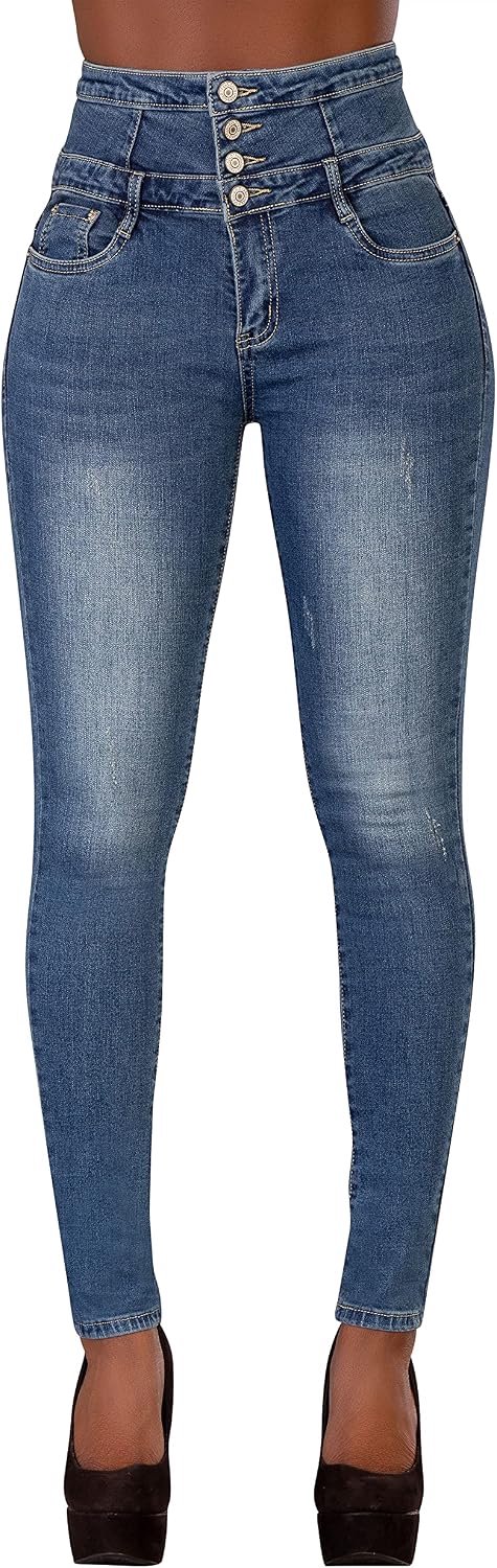 Jeans Dames Push-up stretch skinny jeans met hoge taille