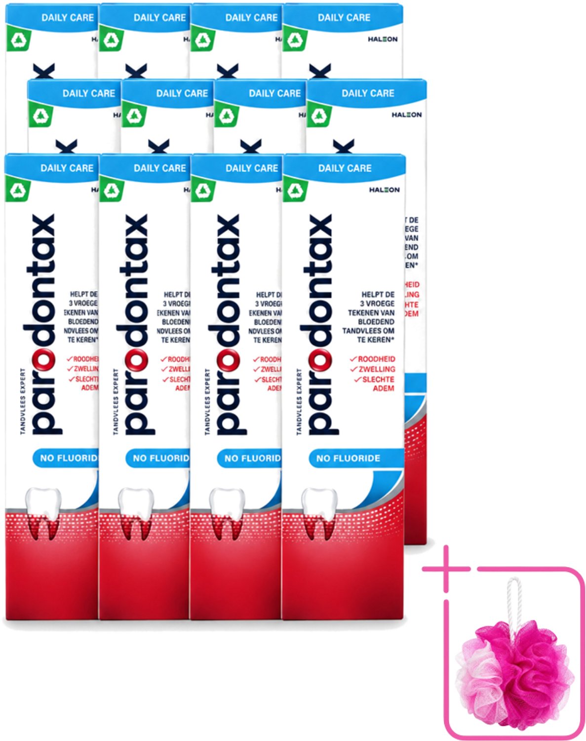 12 x Parodontax – Tandpasta – Zonder Fluoride – 75 ml - Bulkverpakking - Tandpasta zonder fluoride - Douchemop - Gezond tandvlees