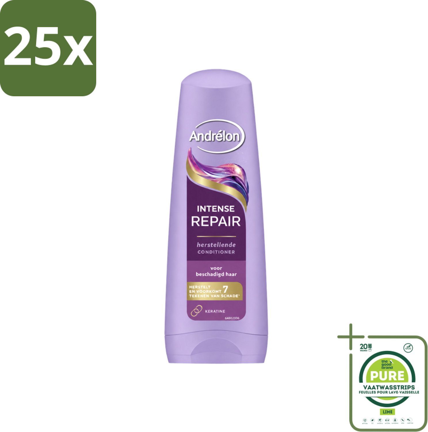 25 x Andrélon – Conditioner – Intense Repair – 200 ml - Grootverpakking - Vaatwasstrips - Haar Herstellen - Haar Beschermen - Haar Versterken - Keratine - Haar Schade