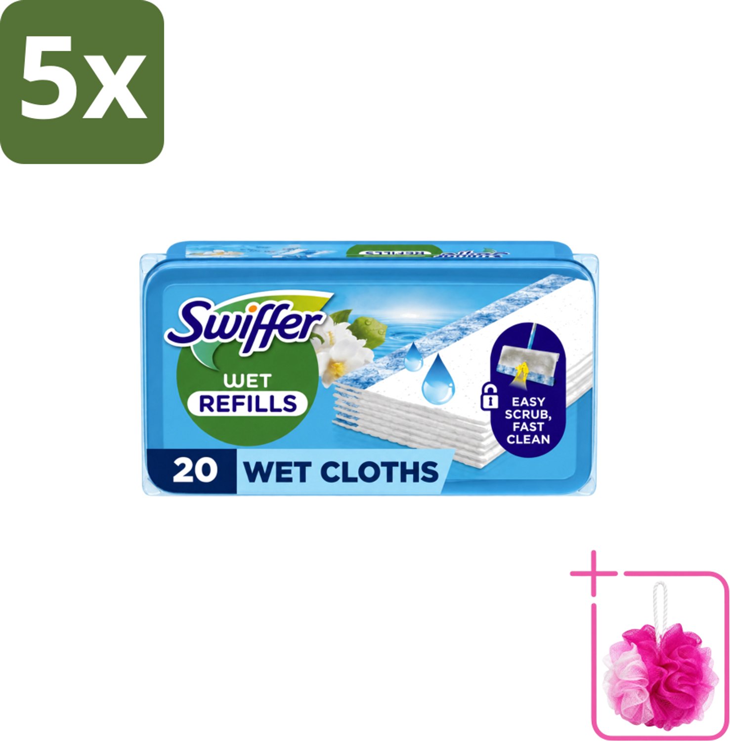 5 x Swiffer - Vloerdoekjes – Morning Fresh – 20 doekjes - Bulkverpakking - Vloerdoekjes navullingen - Douchemop - Schoonmaken vloer