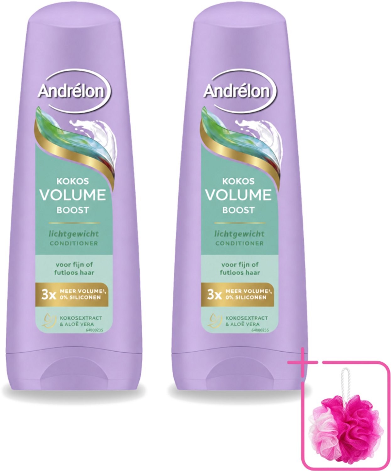 2 x Andrélon – Conditioner – Volume Boost – 200 ml - Bulkverpakking - Volume boost haar - Douchemop - Kokos conditioner