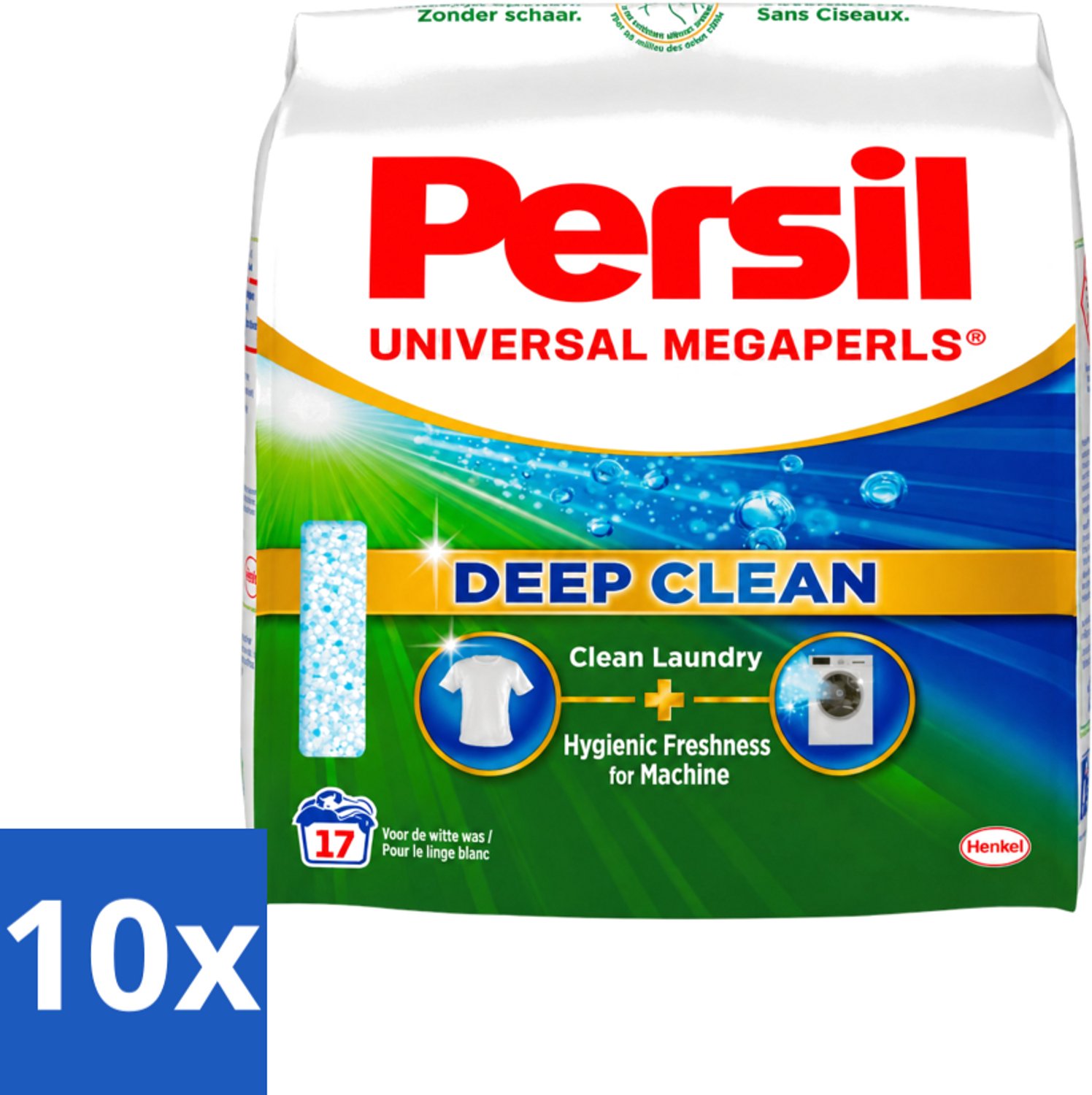 10 x Persil Universal Megaperls - Waspoeder - Witte en Gekleurde Was - 17 Wasbeurten - Voordeelverpakking - 10 stuks