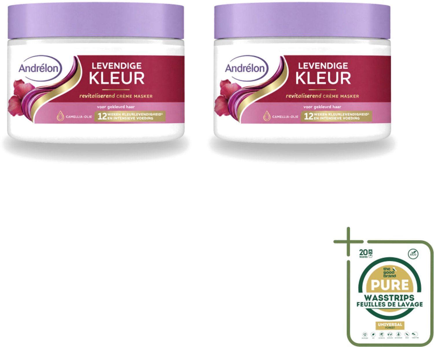 2 x Andrélon – Crème Haarmasker – Levendige Kleur – 300 ml - Wasstrips - Gekleurd Haar Verzorgen - Kleur Behouden - Haar Glans - Haar Voeden - Haar Herstellen