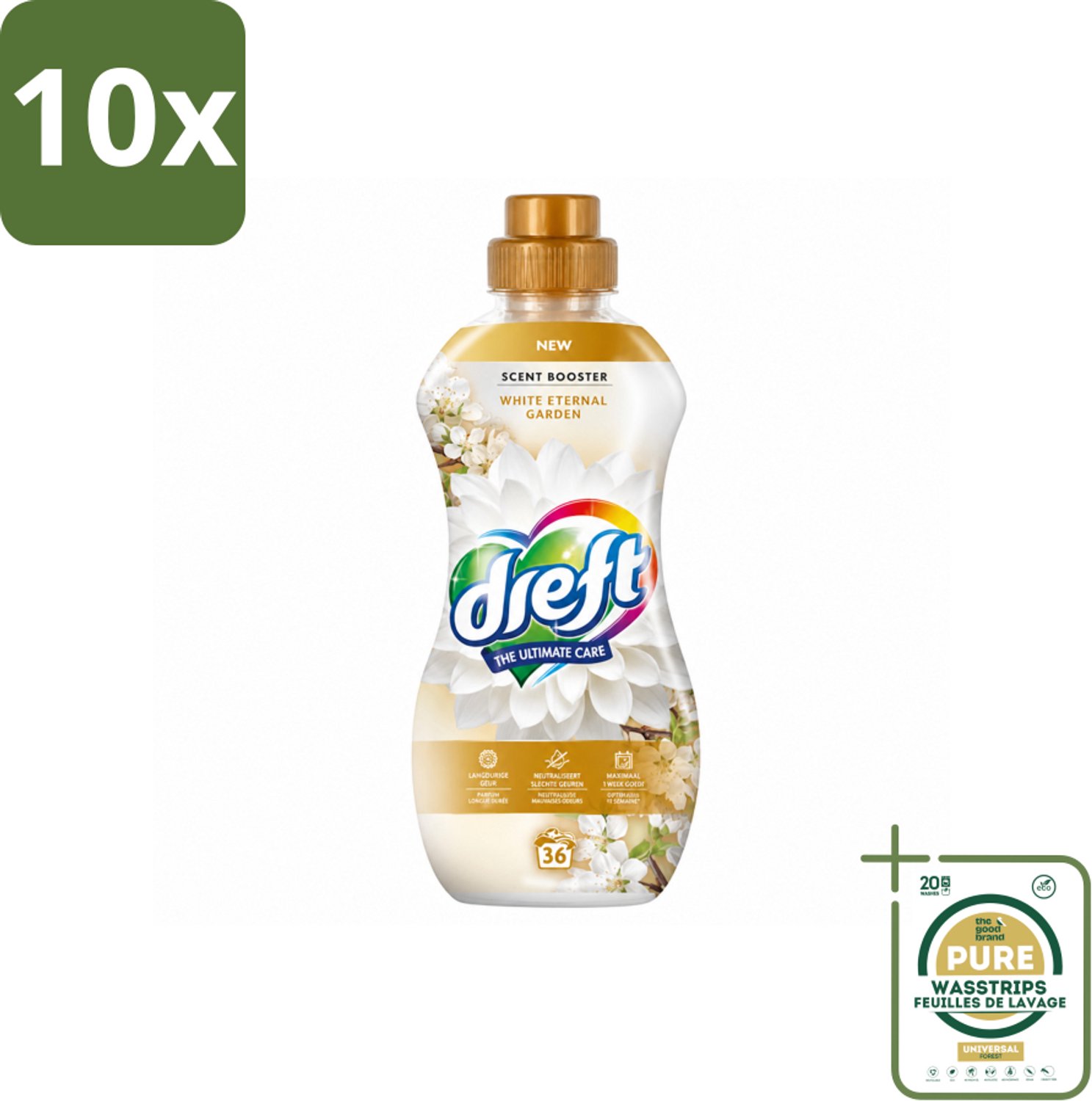 10 x Dreft – White Eternal Garden – Vloeibare Geurbooster – 720 ml – 36 wasbeurten - Wasstrips - Wasgeur - Wasgeurbooster - Frisse Geur - Wasmiddel - Wasgeurbooster Voor Kleding