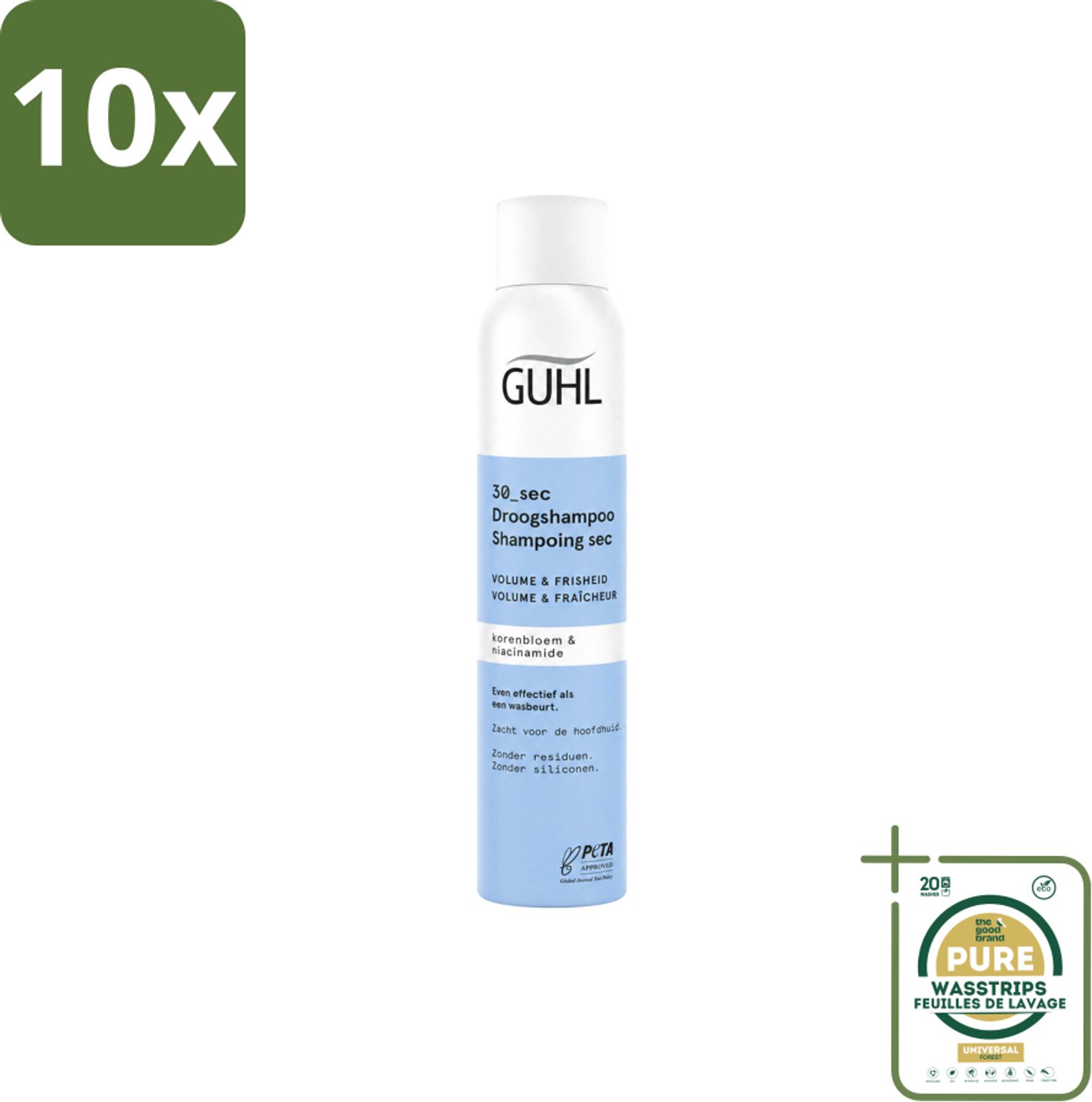 10 x Guhl – Droogshampoo – Volume & Frisheid 30 sec – 200 ml - Wasstrips - Droogshampoo - Haar Volume - Haar Frisheid - Haar Reiniging - Haar Verfrissend
