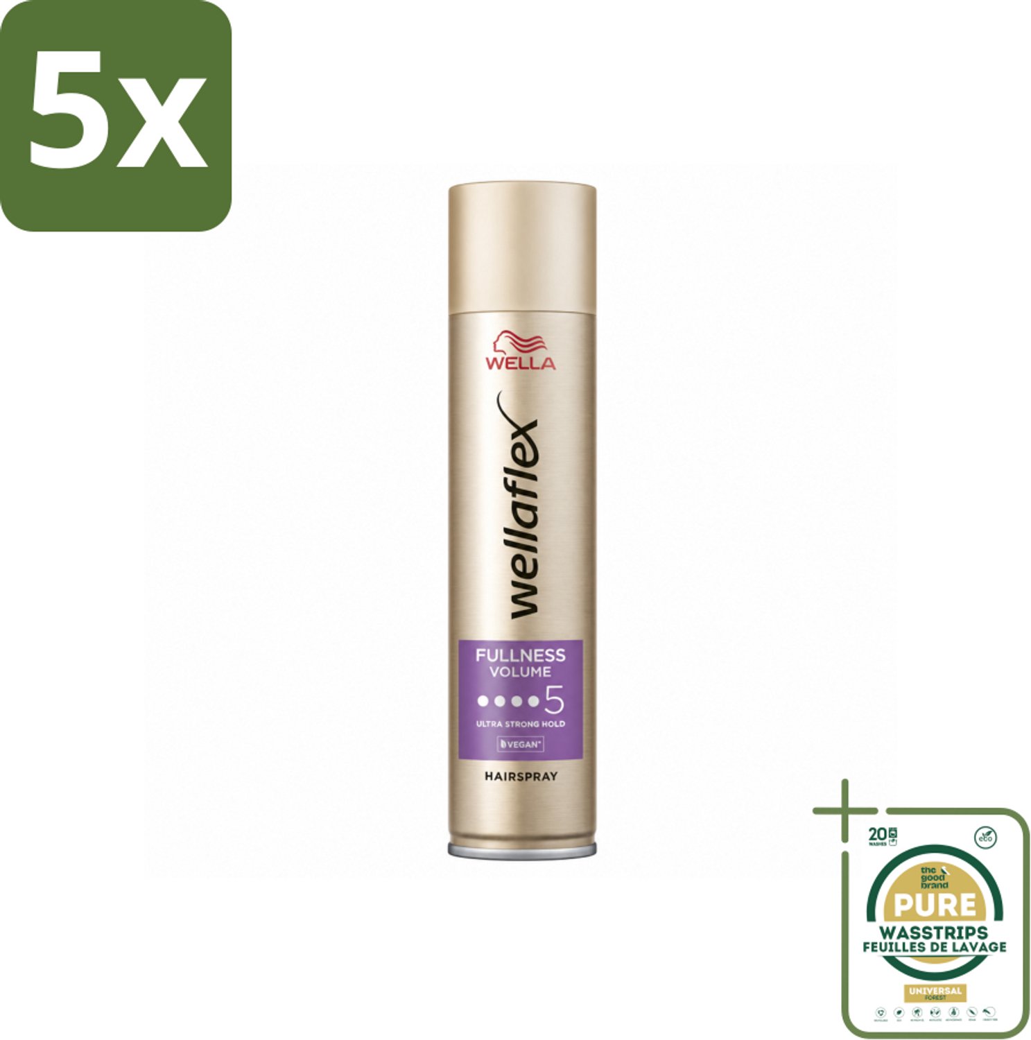 5 x Wella – Flex Fullness Volume Ultra Strong – Haarspray – 250 ml - Wasstrips - Haarspray - Volumeverhogend - Haarfixatie - Dun Haar - Fijn Haar