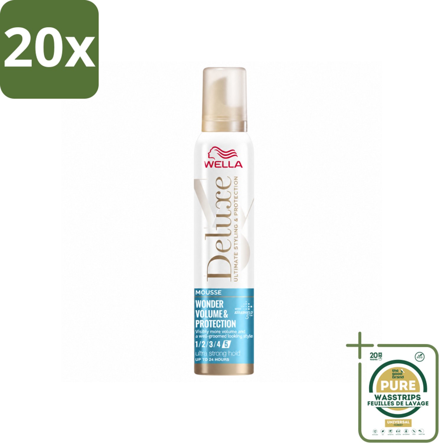 20 x Wella – Deluxe Volume & Protection – Haarmousse – 200 ml - Wasstrips - Haarmousse - Volume - Haarbescherming - Anti-pluis - Haarverzorging