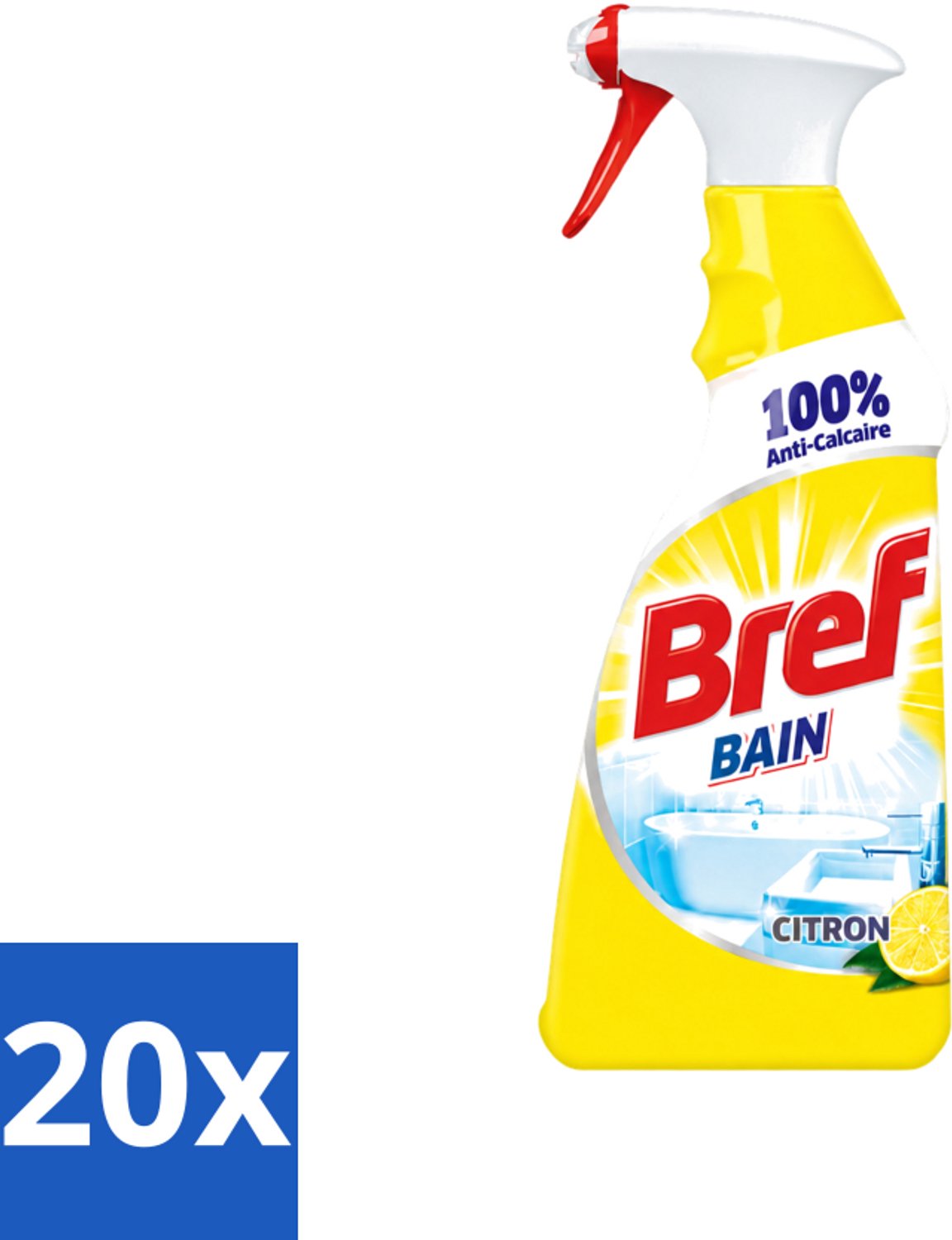 20 x Bref - Badkamerreiniger - Spray - Anti-Kalk - Citroen - 750 ml - Voordeelverpakking - 20 stuks