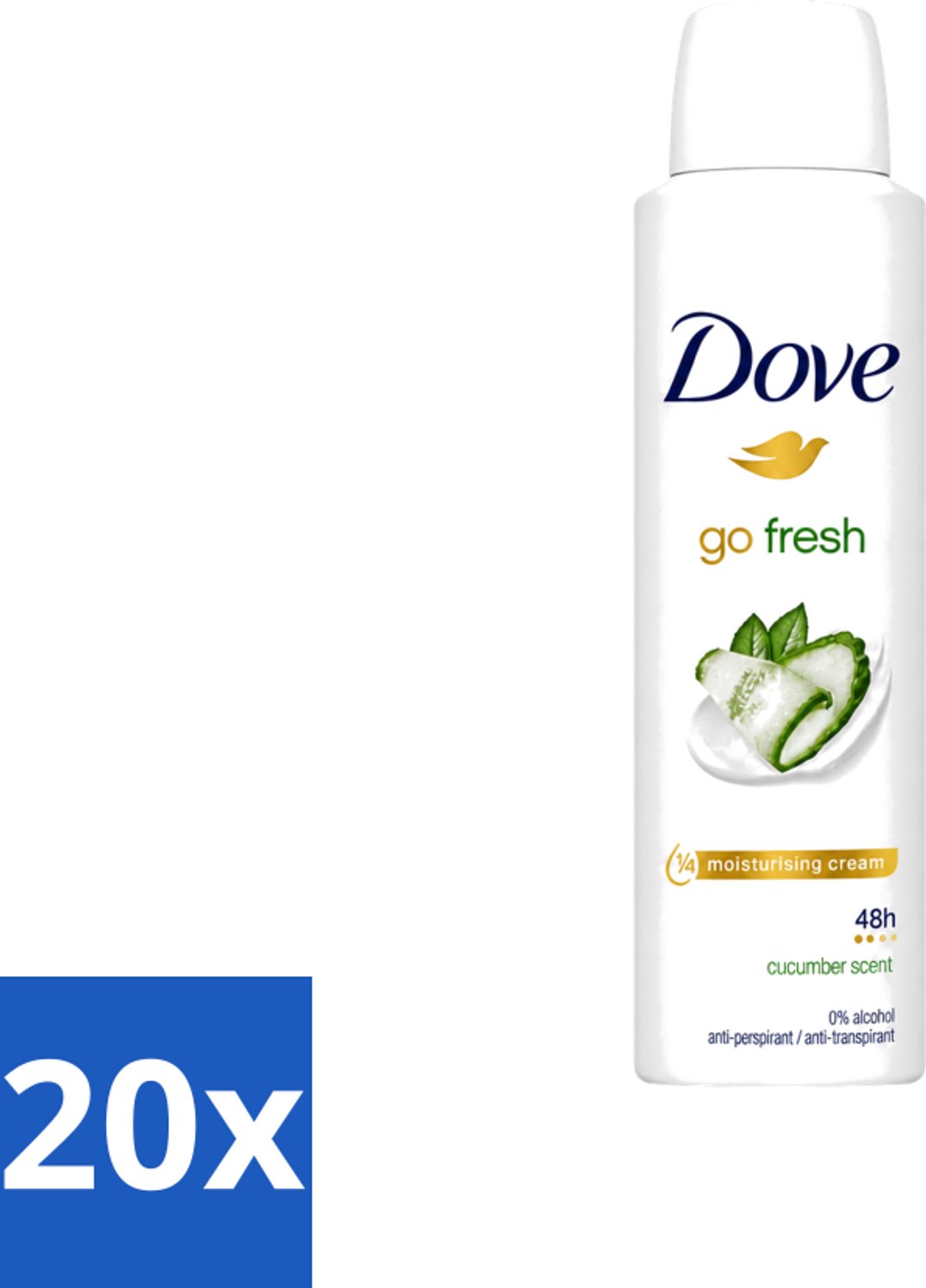 20 x Dove Go Fresh - Deospray - Komkommer - 150 ml - Voordeelverpakking - 20 stuks