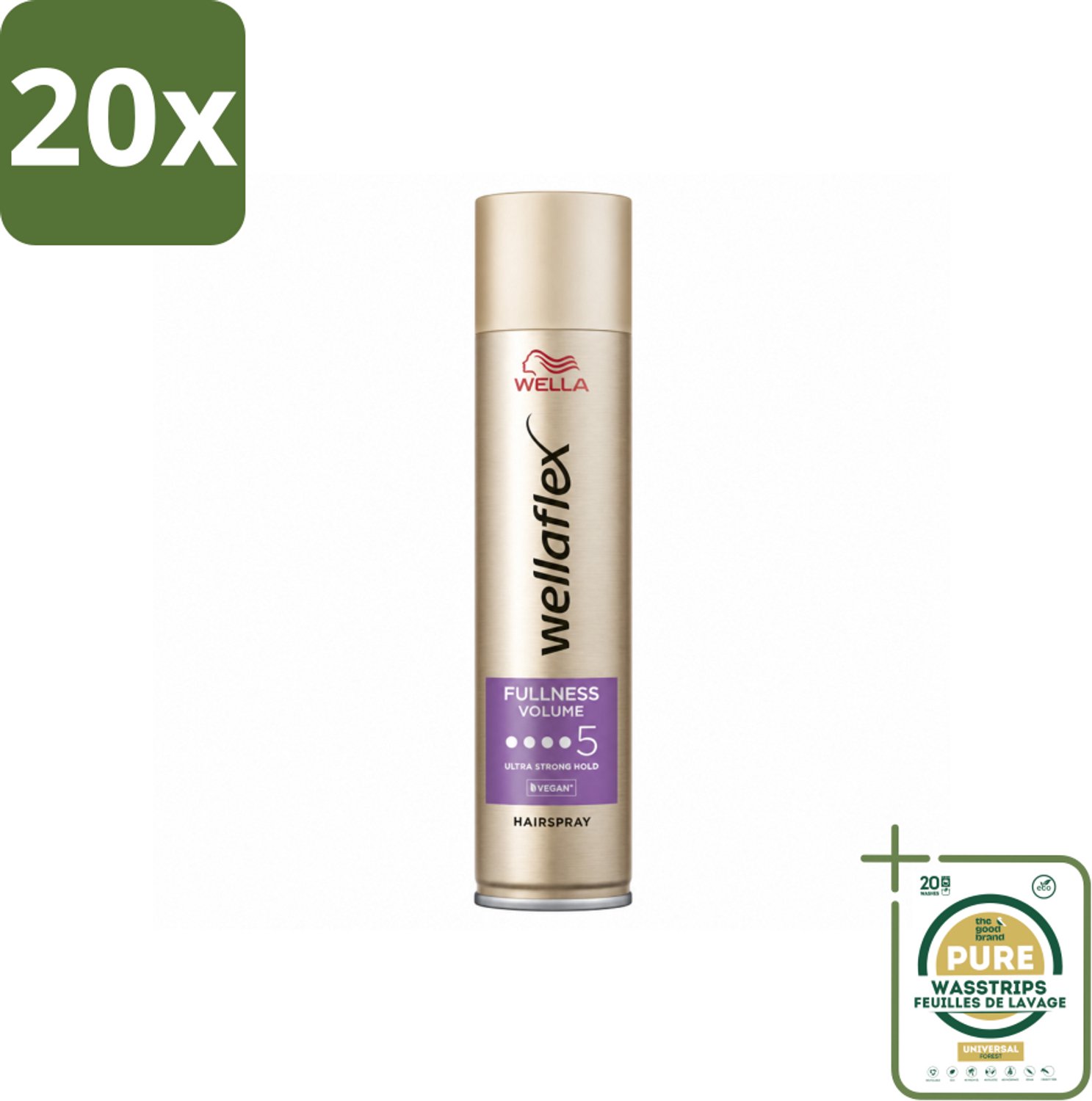 20 x Wella – Flex Fullness Volume Ultra Strong – Haarspray – 250 ml - Wasstrips - Haarspray - Volumeverhogend - Haarfixatie - Dun Haar - Fijn Haar