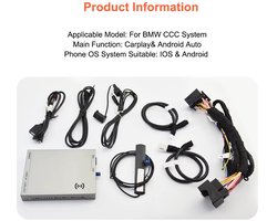 Autoradio Draadloze CarPlay Android Auto Decoder - Voor BMW CCC System - Bluetooth 5.0 - OEM Bediening Behoud - Plug & Play Installatie