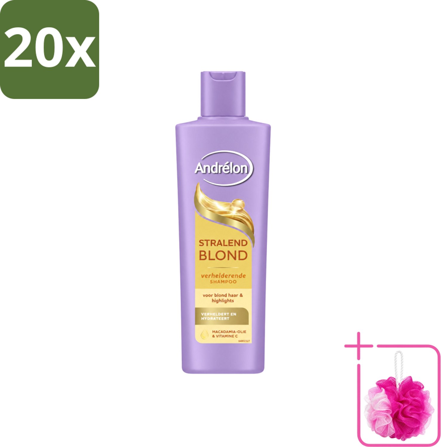 20 x Andrélon – Shampoo – Stralend Blond – 250 ml - Bulkverpakking - Blond haar - Douchemop - Glans
