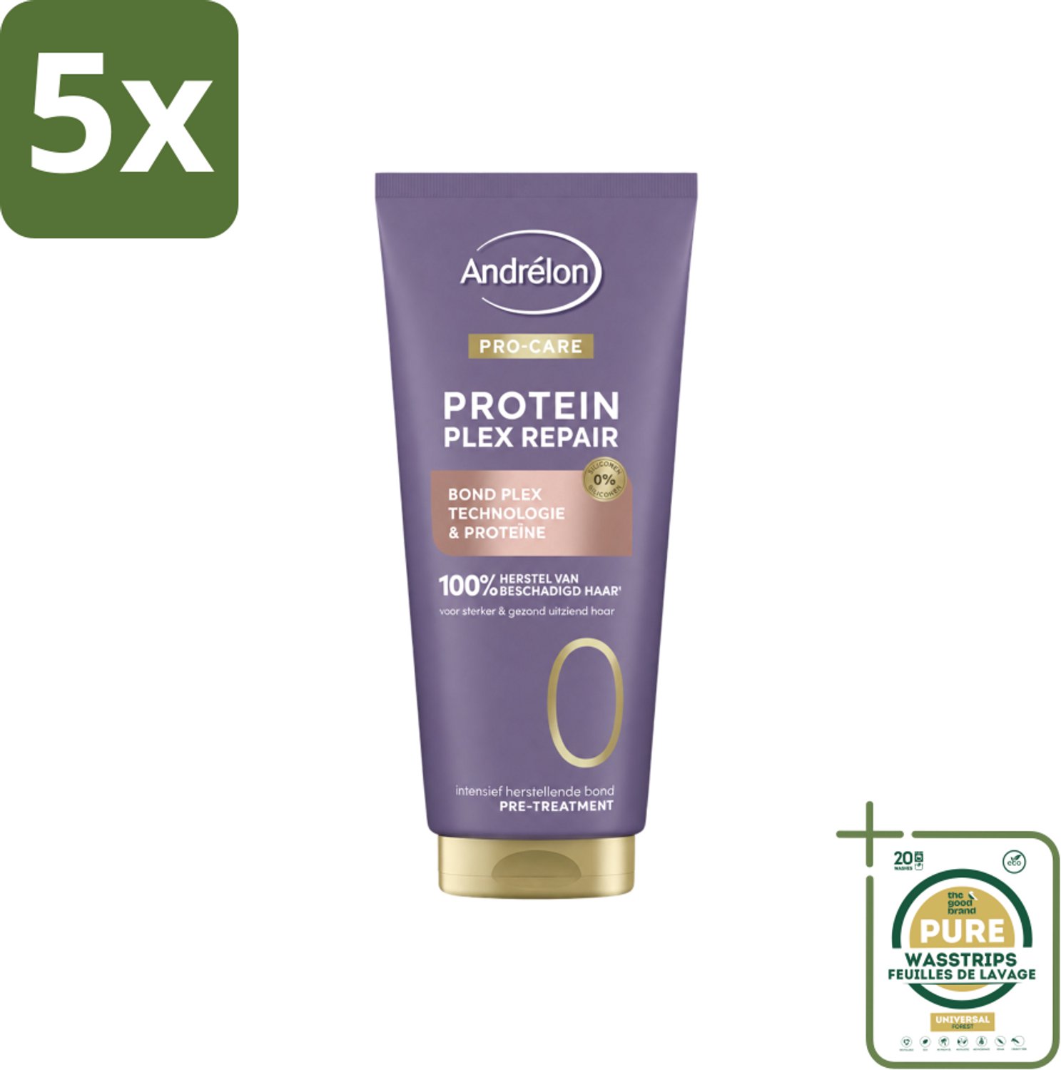 5 x Andrélon – Pre-Treatment – Pro Care Protein Plex Repair – 170 ml - Wasstrips - Haarverzorging - Haarbescherming - Haarherstel - Pre-shampoo Behandeling - Beschadigd Haar