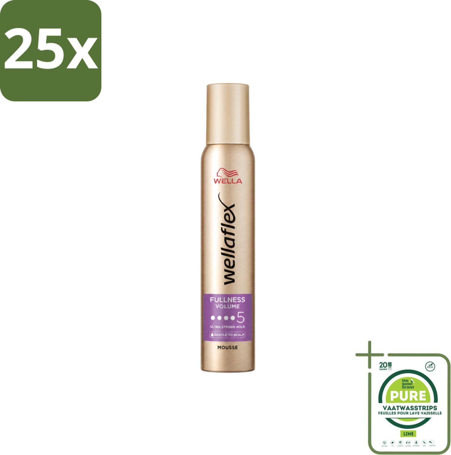 25 x Wella – Flex Fullness Volume Ultra Strong – Haarmousse – 200 ml - Grootverpakking - Vaatwasstrips - Haarmousse - Volume - Kracht - Natuurlijk Haar - Flexibel Haar