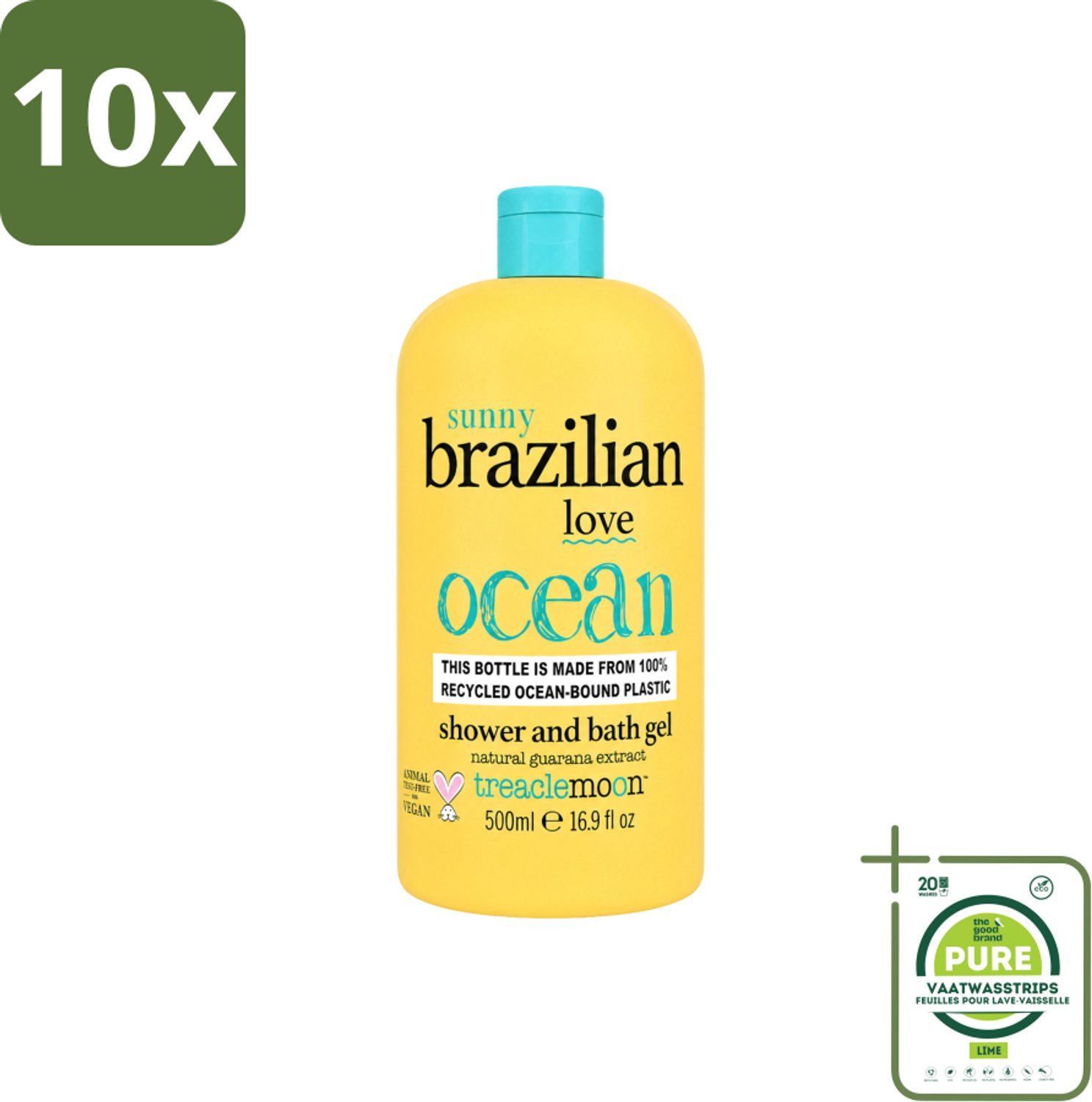 10 x Treaclemoon – Bad- & Douchegel – Brazilian Love – 500 ml - Grootverpakking - Vaatwasstrips - Bad En Douchegel - Exotische Geur - Passievrucht - Mango - Vanille