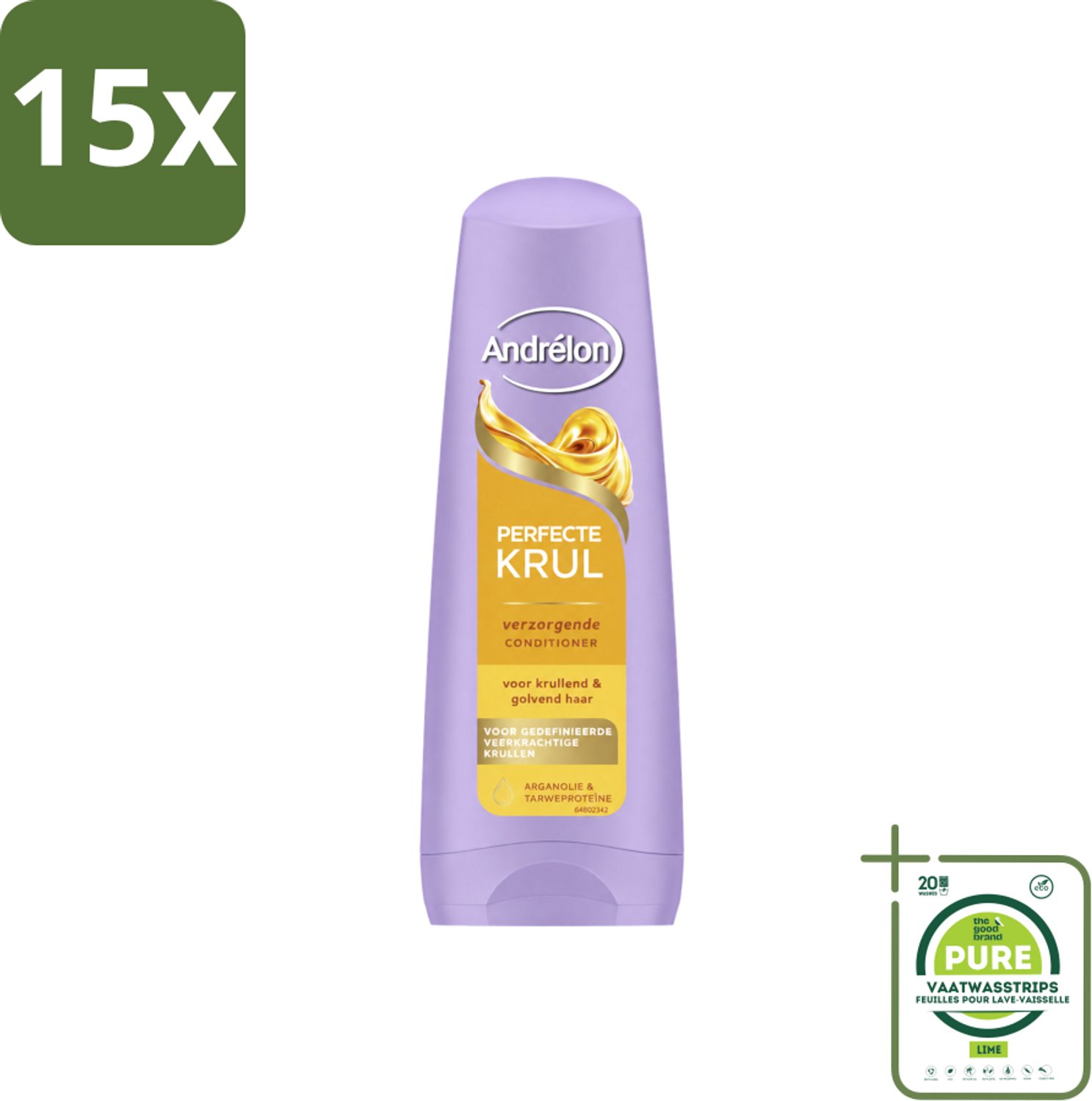 15 x Andrélon – Conditioner – Perfecte Krul – 200 ml - Grootverpakking - Vaatwasstrips - Krullen Verzorgen - Krullen Pluisvrij - Krullen Zacht - Krullen Flexibel - Krullen Veerkrachtig