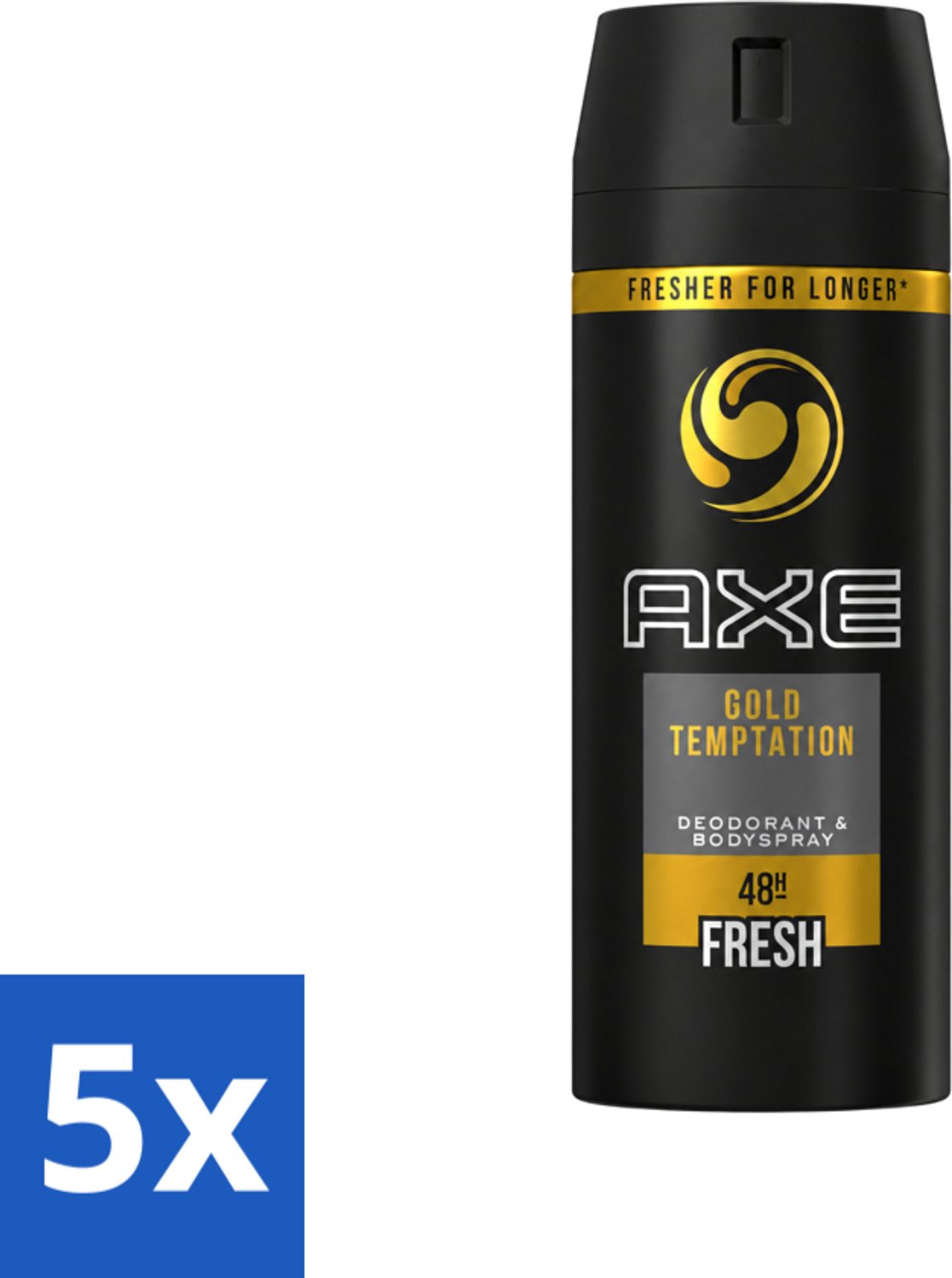 5 x Axe - Deodorant Bodyspray - 48hrs Fresh - Gold Temptation - 150 ml - Voordeelverpakking - 5 stuks
