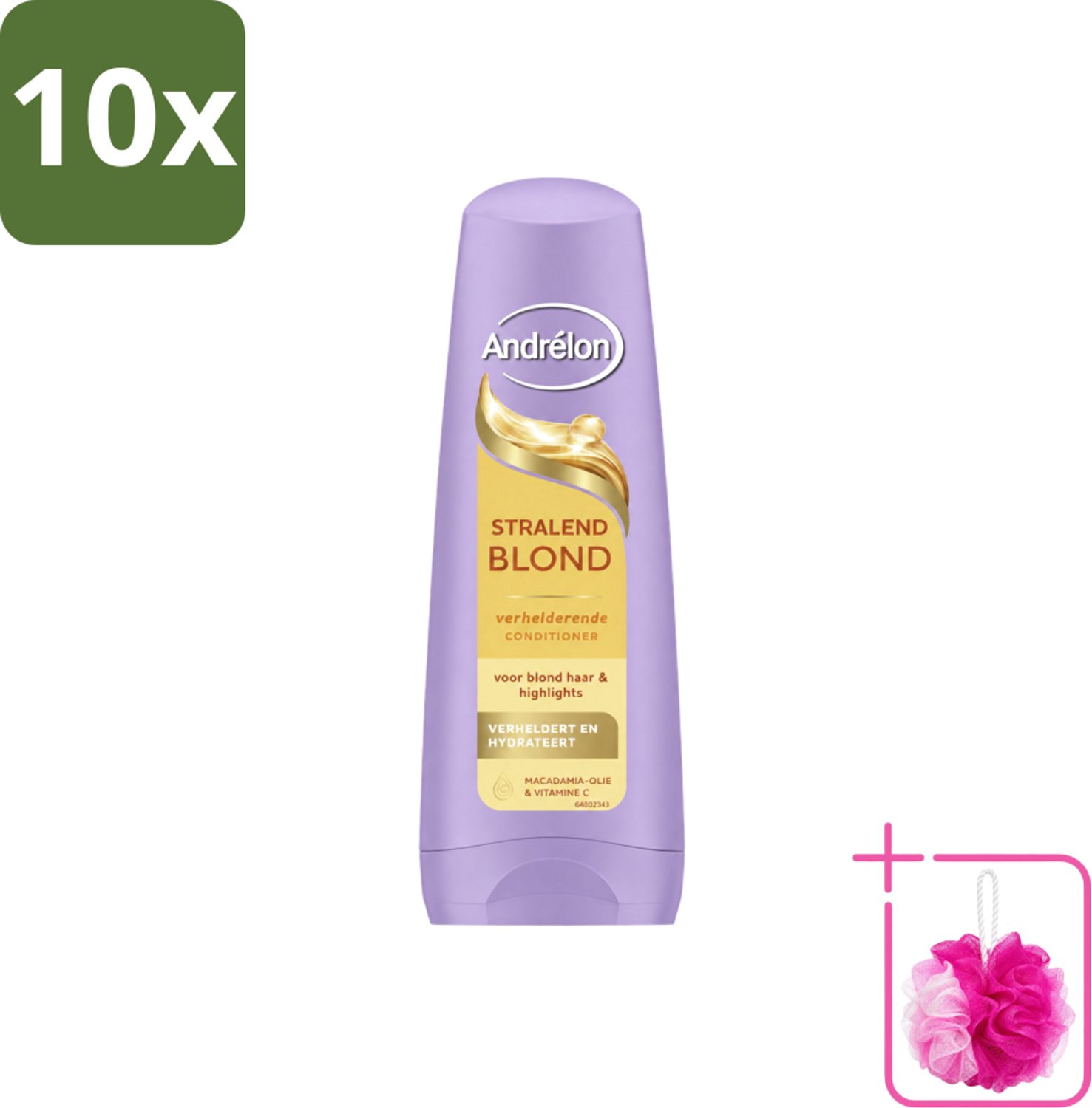 10 x Andrélon – Conditioner – Stralend Blond – 200 ml - Bulkverpakking - Blond haar verzorgen - Douchemop - Verhelderen