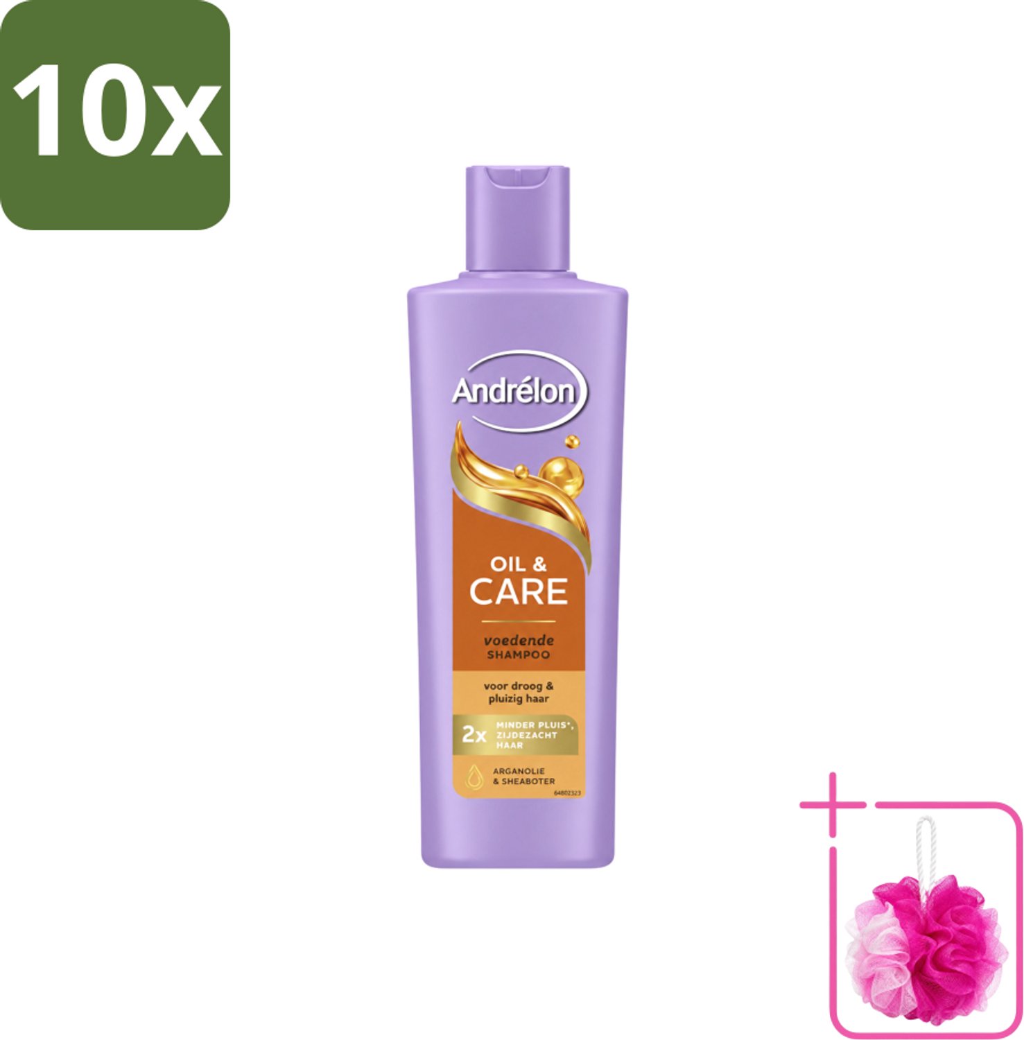10 x Andrélon – Shampoo – Oil & Care – 250 ml - Bulkverpakking - Droog haar - Douchemop - Pluis