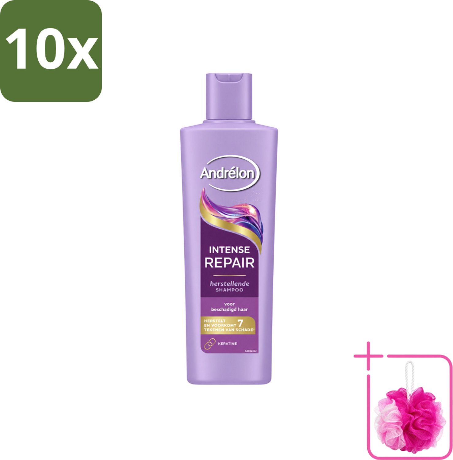 10 x Andrélon – Shampoo – Intense Repair – 250 ml - Bulkverpakking - Haar herstellen - Douchemop - Beschadigd haar