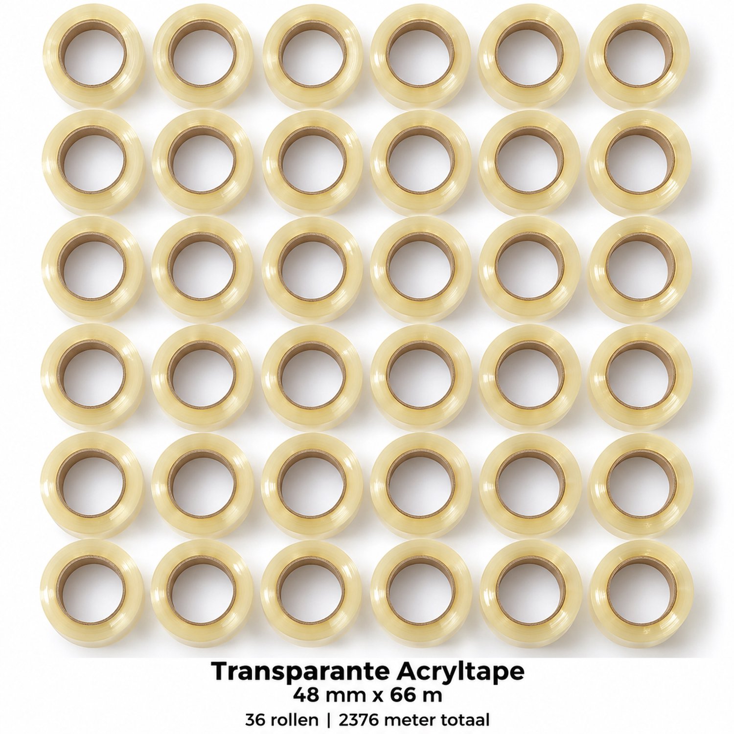 Transparante Acryltape - 48 mm x 66 m - 36 Rollen - Verpakkingstape