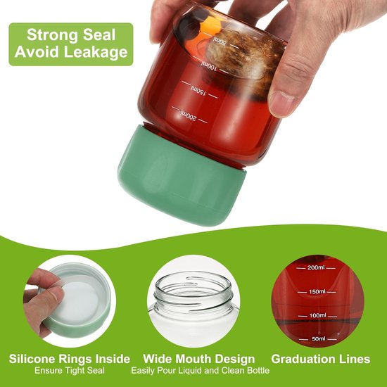 Set van 4 Kleine Glazen Flessen met Deksel, 300ml voor Sap en Dranken — afbeelding 2