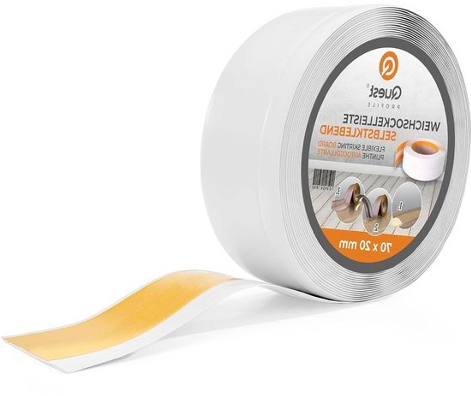 Zachte plint - Flexibele vloerafwerkstrip - Wand-vloerafwerking - Zelfklevend pvc - 70mm breed 20mm hoog - Wit