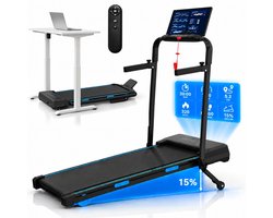 Loopband 1-12km/u met elektrische incline 15% – Walking Pad – Loopband Inklapbaar – Wandelband – Met Elektrische Hellingfunctie – Incl. Tablethouder, Afstandsbediening en App
