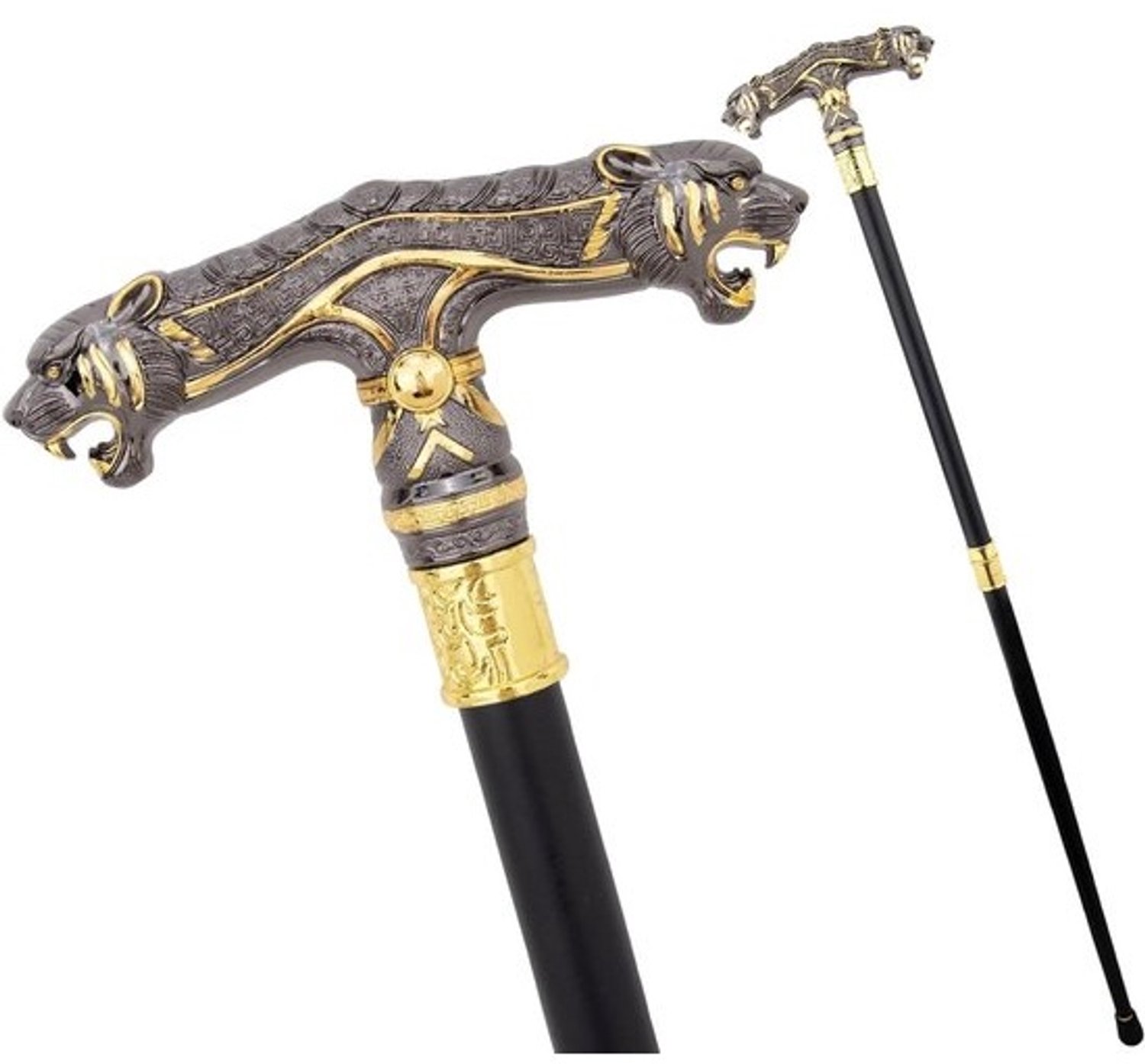 Luxe wandelstok - Stijlvolle scepter - Voor feest en cosplay - Antisliprubberen dop - 92 cm - Zwart en goud