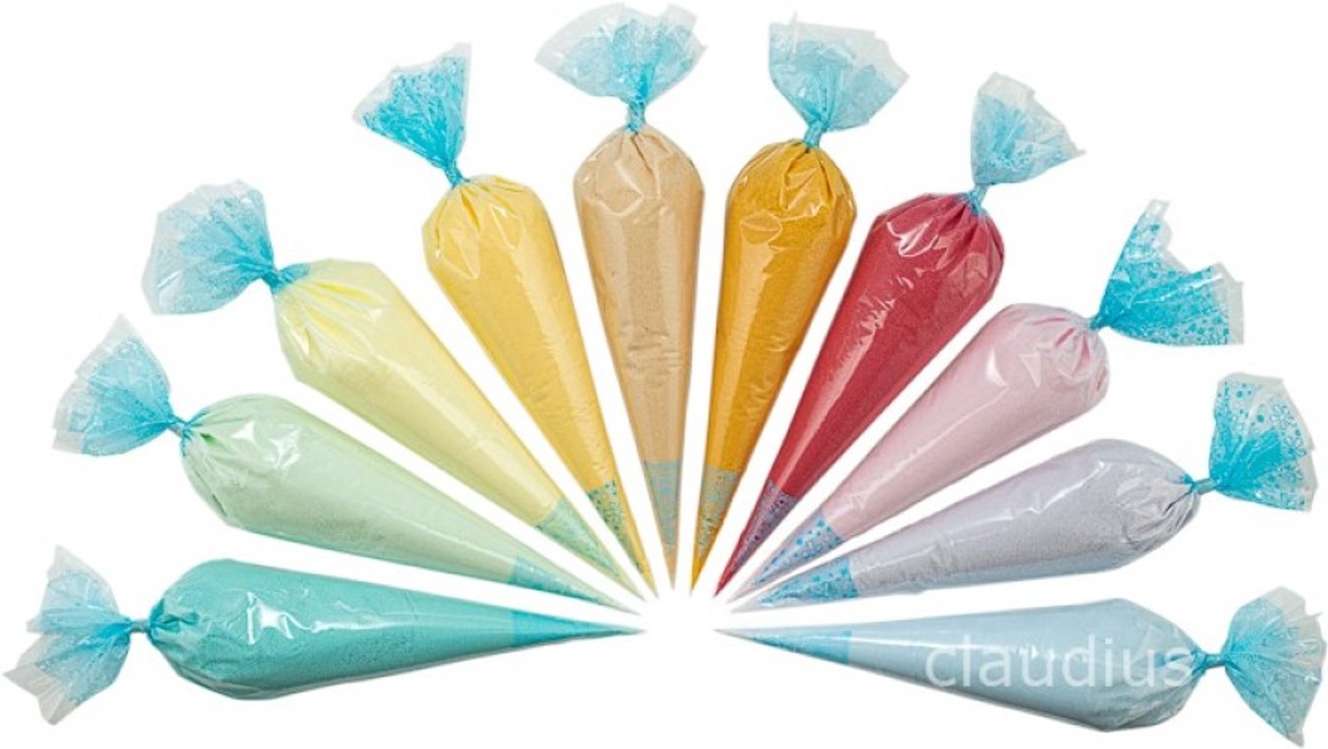 Claudius Scrubzout Rainbow- 500 gram in puntzak blauw - hamam, vanille, amandel, appel-kaneel en fruity melon - Hydraterende Lichaamsscrub - Body Scrub