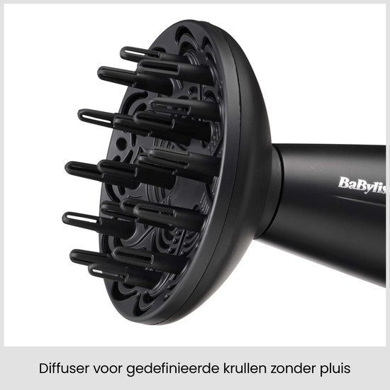 Diffuseur noir pour sèche-cheveux BaByliss pour des boucles définies sans frisottis.