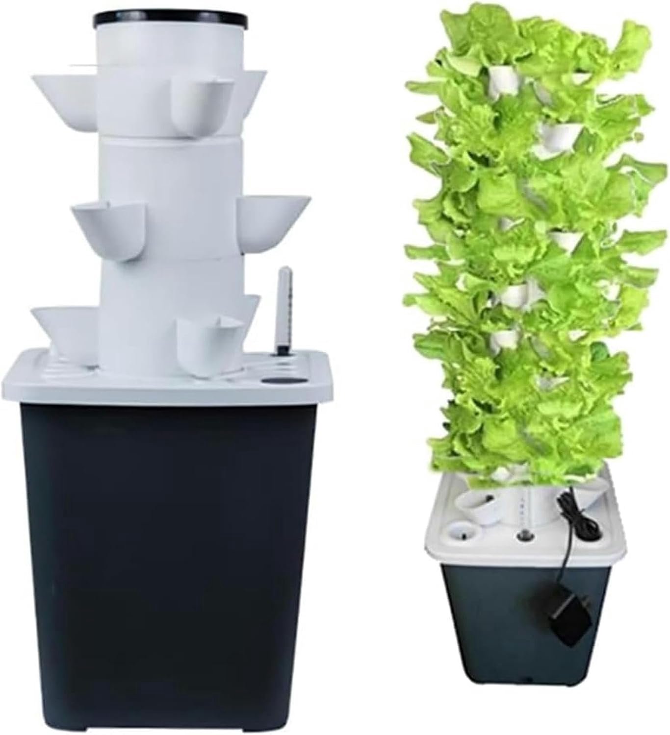 Hydroponic Growing System, Hydroponics Tower Aeroponics, 15/20/25/30 Pods Grow Kit Aquaponics Planting System with Hydrating Pump, Adapter, Net Pots, Timer for Herbs, Fruits