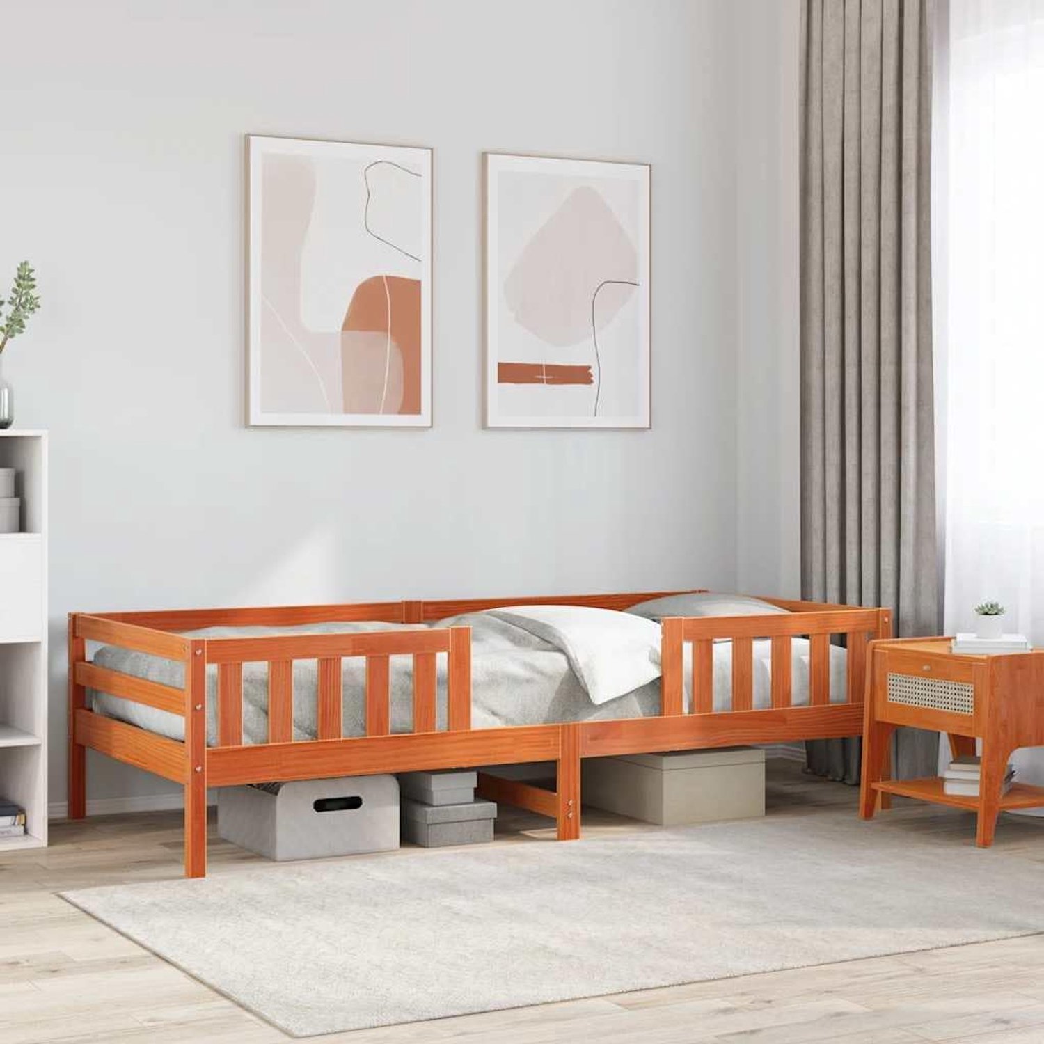 Grenenhouten moderne bedframe 80x200 cm