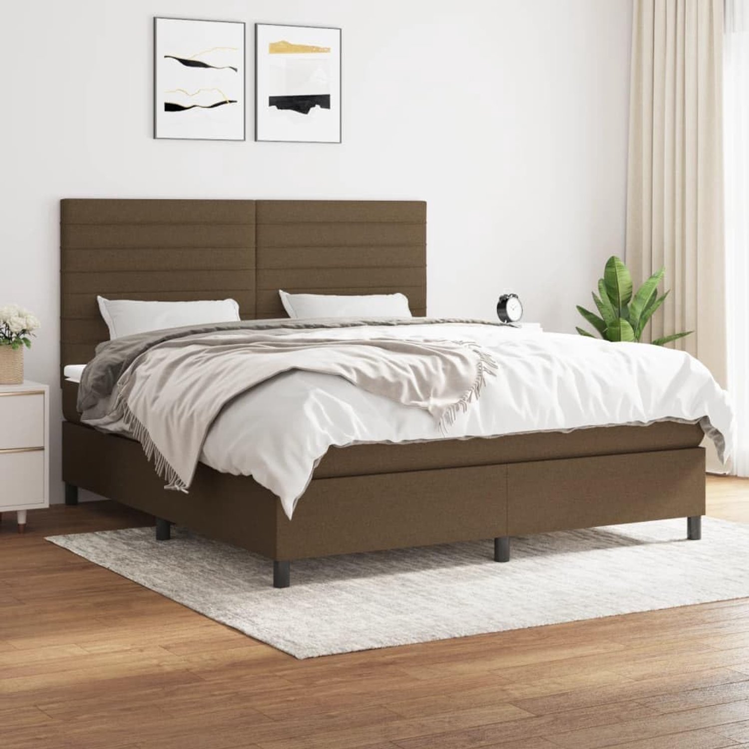 Stof Verstelbaar hoofdbord Boxspring 160x200 Donkerbruin