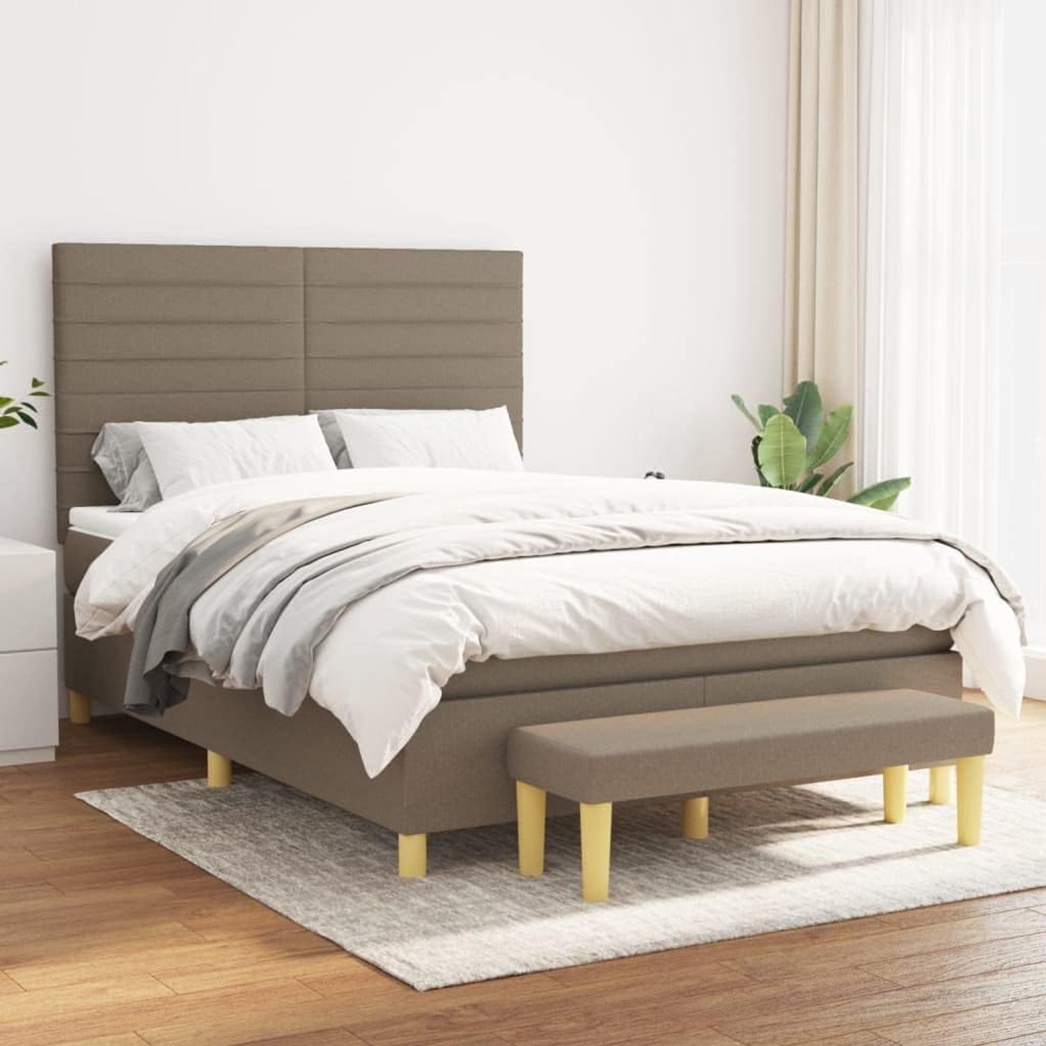 Stof Verstelbaar hoofdbord Boxspring Taupe 140x190 cm