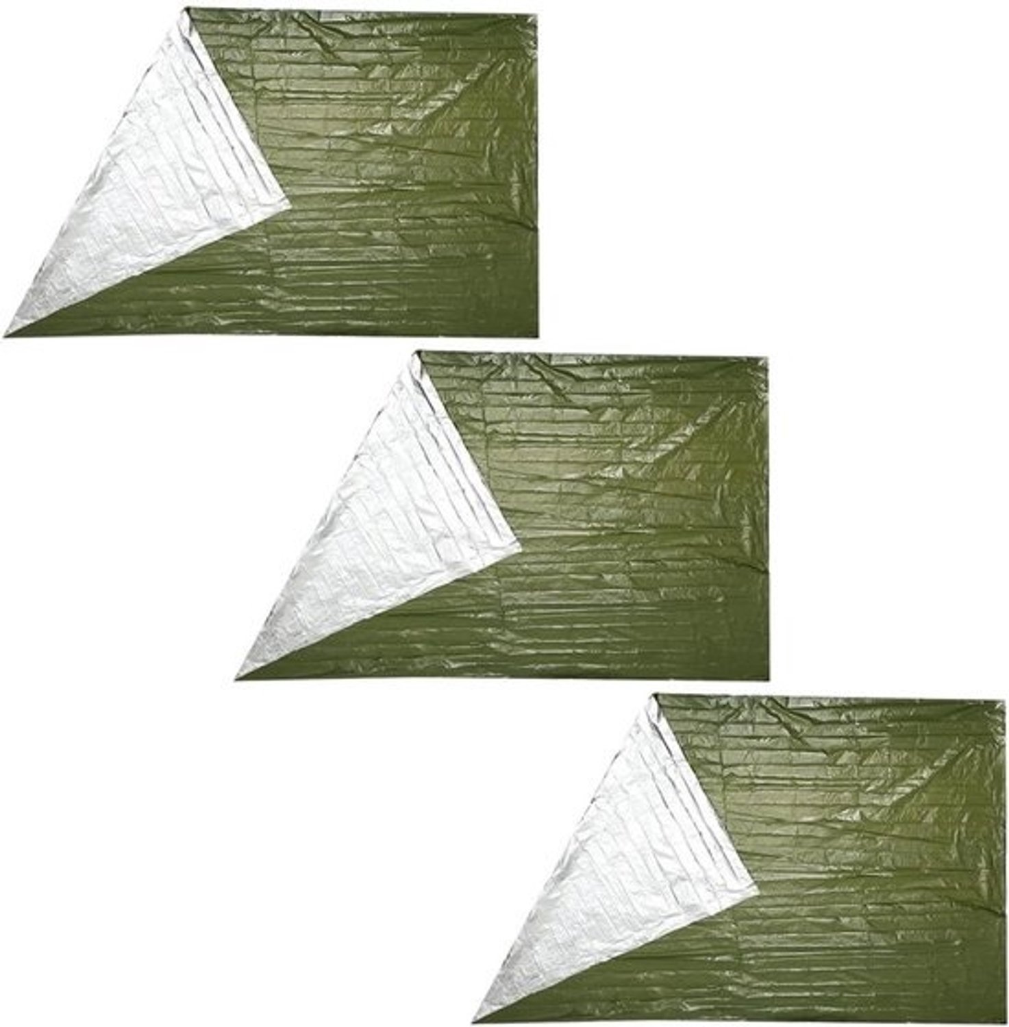 Nooddeken set - Thermische dekens - Voor outdoor en overleving - Water- en winddicht - 210x130cm - Olijfgroen