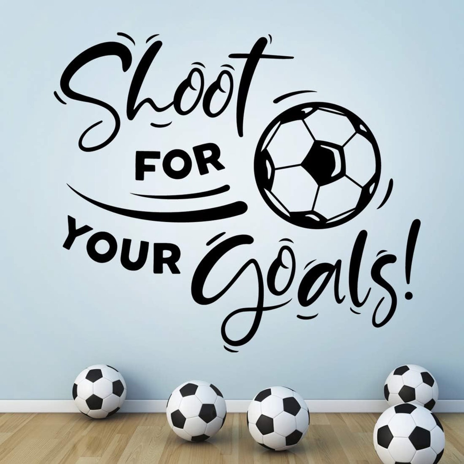 Voetbal Muursticker Jongens 'Shoot for Your Goals' - Muurschildering Vinyl