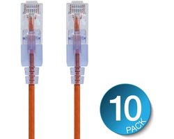 Monoprice SlimRun Cat6A Ethernet Kabel - 7ft, Oranje (10-Pack)