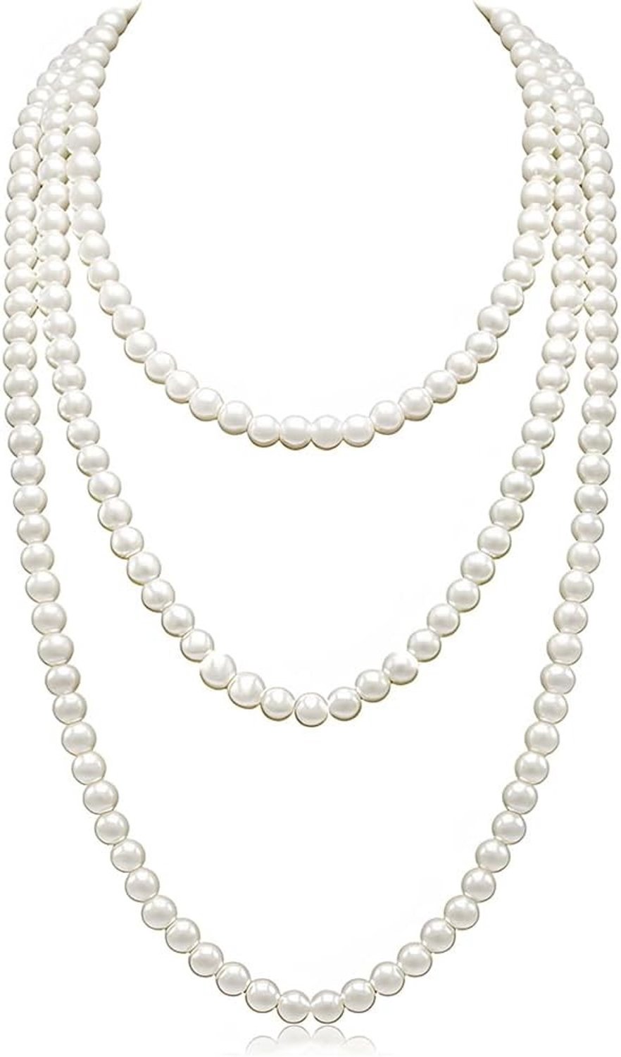 Elegante Lange Parelsnoer van 150 cm - 1920s Gatsby Kostuumaccessoires voor Vrouwen, Nep Parels, Mode Sieraad